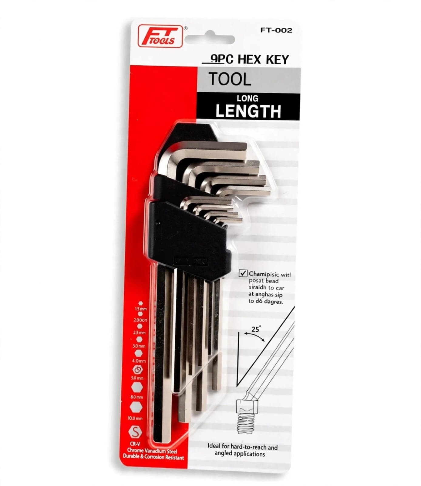 9-piece long hex key set